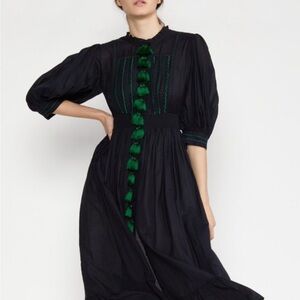 Cynthia Rowley Dress Laila with Green Tassel Trim